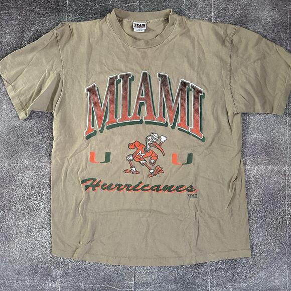 Men's Vintage 90's Team Miami Hurricanes Brown Sebastian the Ibis T Shirt Sz XL - Picture 1 of 5